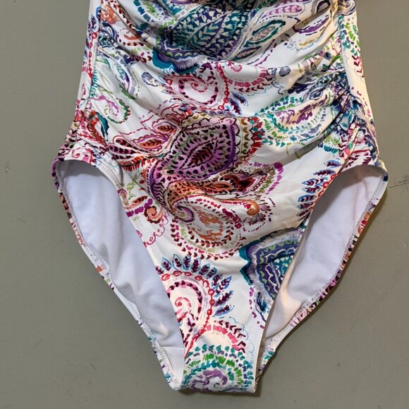 Lauren Ralph Lauren Paisley Ruffle One-Piece Swimsuit • Size 6 / M Tummy Control - Picture 4 of 6